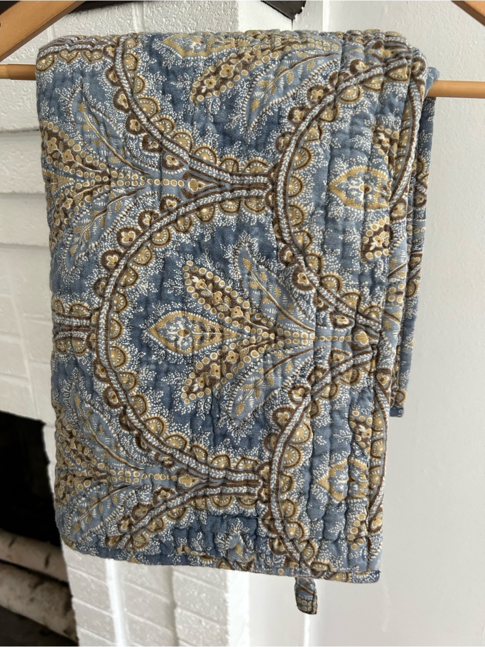 Pottery Barn Blue and Gold Quilted Pillow Cover (single)